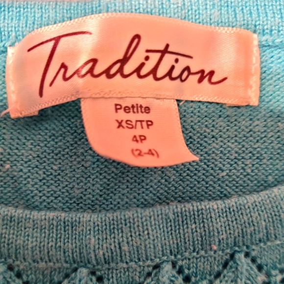 💙 Three Ladies Tradition Petite XS/TP 4P Knit Short Sleeved To - Picture 12 of 13